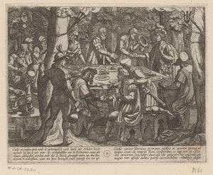 Julius Civilis fortæller de hollandske ældre, at de bliver behandlet som slaver af romerne De bataviske krige mod romerne (serietitel) Batavorum cum Romanis Bellum (serietitel) af Antonio Tempesta