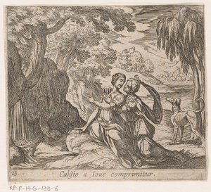 Jupiter og Callisto Callisto Crushed by Jupiter (titel på objekt) Metamorfoseon eller transformationer (serietitel) Metamorfosen van Ovidius (serietitel) af Antonio Tempesta