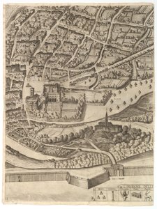 Plan for byen Rom. Del 11 med San Pancrazios venstre bred, 1645. af Antonio Tempesta