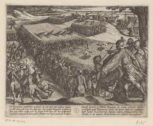 Romerne besejrede ved Rhinen De bataviske krige mod romerne (serietitel) Batavorum cum Romanis Bellum (serietitel) af Antonio Tempesta