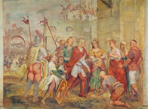 Jacopo Barbarigo befriede dronning Margaret af Ungarn fra tyrkerne i 1426 (vægmaleri)