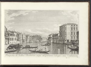 Se på Canal Grande, Palazzo Bembo og Palazzo Vendramin-Calergi te Venetië Udsigt til Houses of Bembo op til Grimanos Calergios nu Vendramenos (titel på objekt) Mere berømt udsigt over byen Venedig, fra Antonius-kanalens paneler 38 aer af Antonio Visentini