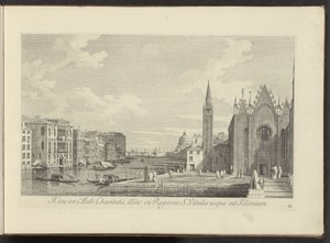 Se på Canal Grande en de Chiesa di Santa Maria della Carità te Venetië På denne side fra Charity-huset, på den anden side fra regionen S. Vitalis til Telonium (titel på objektet) Den mest berømte udsigt over byen Venedig, fra Antonius-kanalens 38 paneler i af Antonio Visentini