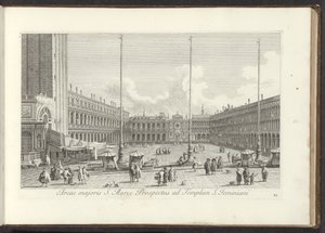 Se på San Marcoplein i Venedig St. Markus større område Prospekt til Sankt Jeminiani-templet (titel på objektet) Gezichten op bugemenen en pleinen in Venetië (serietitel) Mere berømt udsigt over byen Venedig, fra Antonius-kanalen, 38 luftpaneler af Antonio Visentini