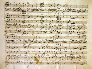 Sen c18. kopi af en manuskriptside fra partituret til La scuola de gelosi af Antonio after Salieri