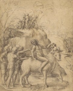 Correggio - En mand, der rider på en tyr, og andre figurer, 83.GB.344 af Antonio da Correggio