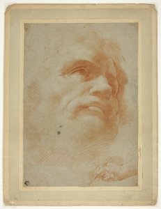 Mandshoved og skitse af højrehåndsholdepen af Antonio da Correggio