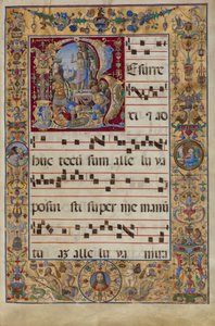 Gradualen. Initial R: The Resurrection, ca. 1500 (tempera, bladguld og blæk på pergament) af Antonio da Monza