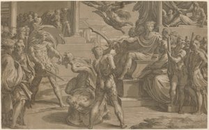 De hellige Peters og Pauls martyrium [recto], ca. 1530.