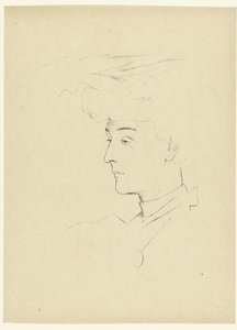 Portret af kvinde Studie af en kvindes hoved The Trial (serietitel) af Antonio de la Gandara
