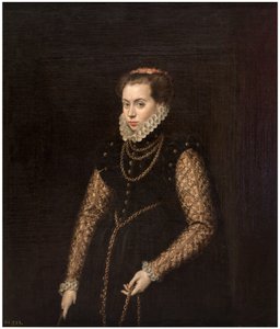 Spansk:  La dama de las cadenas de oro Dame med guldkæder af Antonis Mor