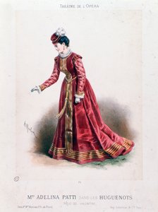 Portræt af sangerinden Adeline Patti (1843-1919) som Valentine i operaen Les Huguenots af Giacomo Meyerbeer (1791-1864).