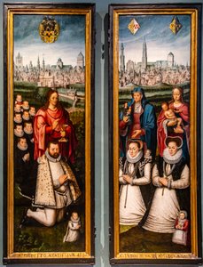 Portrætter af Juan II Pardo og hans hustruer Anna Ingenieulandt og Maria Anchemann af Antoon Claeissens