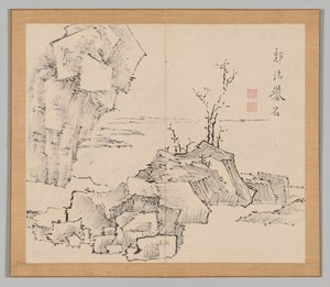 Dobbelt album af landskabsstudier efter Ikeno Taiga, bind 1 blad 23, 1700-tallet. af Aoki Shukuya