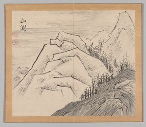 Dobbelt album af landskabsstudier efter Ikeno Taiga, bind 1 blad 29, 1700-tallet. af Aoki Shukuya