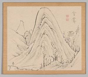 Dobbelt album af landskabsstudier efter Ikeno Taiga, bind 1 blad 33, 1700-tallet. af Aoki Shukuya