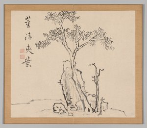 Dobbelt album af landskabsstudier efter Ikeno Taiga, bind 1 blad 4, 1700-tallet. af Aoki Shukuya