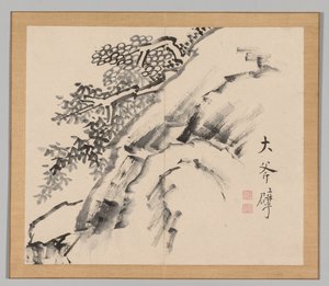 Dobbelt album af landskabsstudier efter Ikeno Taiga, bind 1 blad 9, 1700-tallet. af Aoki Shukuya