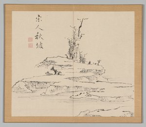 Dobbelt album af landskabsstudier efter Ikeno Taiga, bind 2 blad 12, 1700-tallet. af Aoki Shukuya