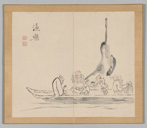 Dobbelt album af landskabsstudier efter Ikeno Taiga, bind 2 blad 28, 1700-tallet. af Aoki Shukuya