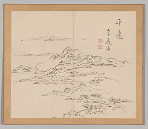 Dobbelt album af landskabsstudier efter Ikeno Taiga, bind 2 blad 8, 1700-tallet. af Aoki Shukuya