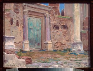 Le temple de Janus a Rome (Italien) (Janustemplet i Rom) - Værk af Appolinari Mikhaylovich Vasnetsov (1856-1933), olie på pap, russisk kunst 1800-tallet - N Yaroshenko Kunstmuseum, Kislovodsk (Rusland) af Apollinari Mikhailovich Vasnetsov
