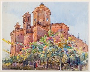 Nicolò Church (akvarel på papir) af Arcangelo Salvarani