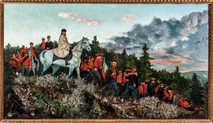 Slaget ved Mentana udkæmpede den 3. november 1867 (olie på lærred af Archimede Tranzi