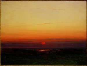 Solnedgang over steppen på en søbred af Archip Iwanowitsch Kuindschi
