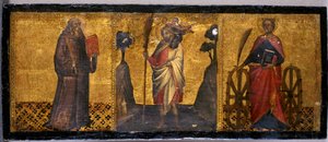 St. Benedikt, Skt. Christopher og St. Catherine, ca. 1400 (tempera på poppeltræ) af Aretino Luca Spinello or Spinelli