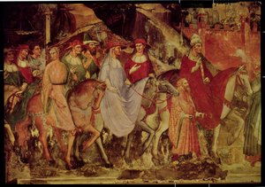 Historien om pave Alexander III (1105-81): Pavens og kejser Frederik Barbarossas (ca. 1123-90) indtog i Rom, 1407 (detaljeret)