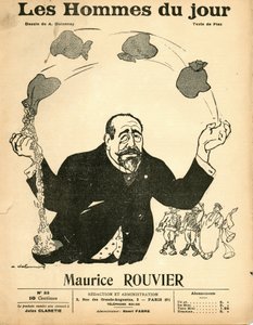 Cover af "" Les Hommes du jour"", omkring 1906 - Illustration af Aristide Delannoy (1874-1911): Sølv - Rouvier Maurice (1842-1911) - Jonglering af Aristide Delannoy