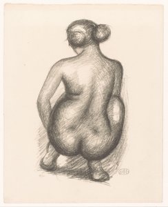 Hugsiddende nøgen kvinde set bagfra Femme acroupie de dos (original titel) af Aristide Maillol (signed by artist)