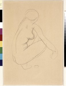 Nøgen squat. Tegning af Aristide Maillol (1861-1944). Blyant på papir. Mål: 32x23 cm. Musee Cantini, Marseille af Aristide Maillol