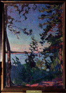 En park ved bredden af ​​Neva-floden. Maleri af Arkadi (Arkady) Alexandrovich Rylov (1870-1939), olie på lærred