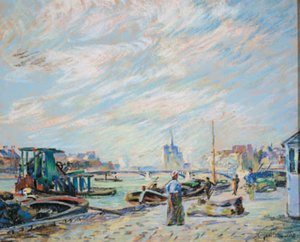 Udsigt over Quai Sully, nu kaldet Quai Henri IV, med Notre Dame i baggrunden