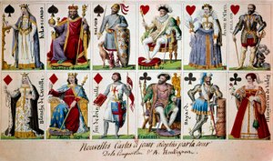 Franske historiske personer fra Karl den Store til Henri IV. Fra venstre mod højre og fra top til bund: Hildegarde af Vintzgau (757-783), Karl den Stores hustru; Karl den Store (Karl I kendt som Karl den Store 742-814); Ridder Roland (eller Hroudland), mar