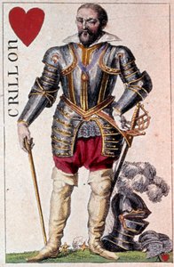 Repræsentation af Louis de Balbes de Berton, ridder med tilnavnet den modige Crillon. Detalje af et spillekort lavet af Gustave Houbigant (1789-1862) 1800-tallets Paris B.N.