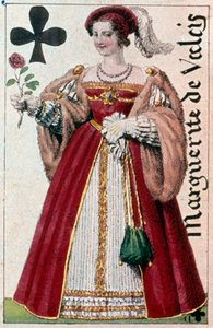 Repræsentation af Marguerite de Valois (1553 - 1615) kendt som dronning Margot. Detalje af et spillekort lavet af Gustave Houbigant (1789-1862) 1800-tallets Paris B.N.