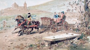 16th Century Horse Drawn Open Carriage