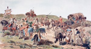 En vogn, der rejser med ledsagelse i det 15. århundrede, 1886 af Armand Jean Heins