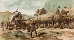 Oksevogn og eskorte af Nervii-stammen i det nordlige Gallien af Armand Jean Heins