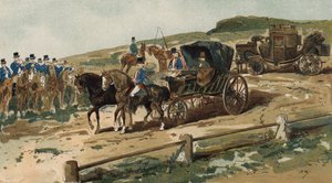 Postilioner, vogn og postvogn, Holland, 1800-tallet