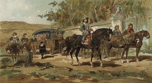 Diligence og eskorte, spanske Holland, begyndelsen af det 17. århundrede af Armand Jean Heins
