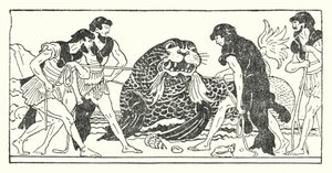 Menelaos og hans ledsagere forsøger at fange havguden Proteus (litho)