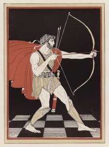 Odysseus tegner sin bue (farve litho)