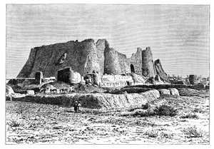 Den ødelagte fæstning Veramin, Persien, Iran, 1895. af Armand Kohl