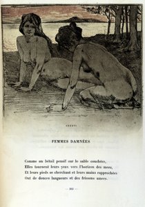 Illustration af Armand Rassenfosse (1862 - 1934) til digtet "Fordømte kvinder"" i "Les fleurs du mal" af Charles Baudelaire (1821-1867) 1899