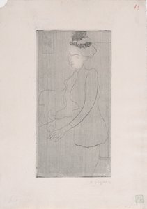 Femme assise avec chapeau a plumes (Siddende kvinde med fjerhue) ca. 1893 (radering) af Armand Séguin