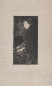 Femme assise avec chapeau a plumes (Siddende kvinde med fjerhue) ca. 1893 (ætsning, tørnål og stiplet) af Armand Séguin